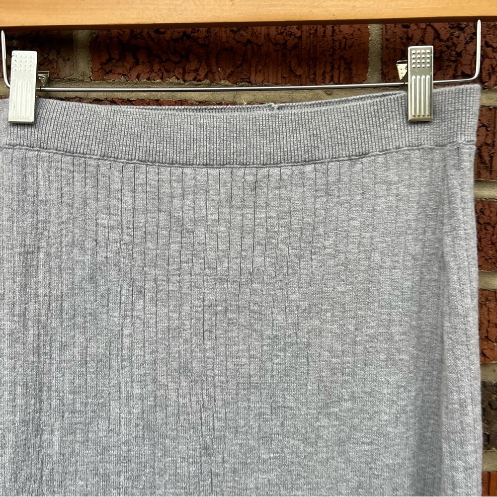 Free People Gray Ribbed Knit High Waisted Midi Skirt - Picture 3 of 4